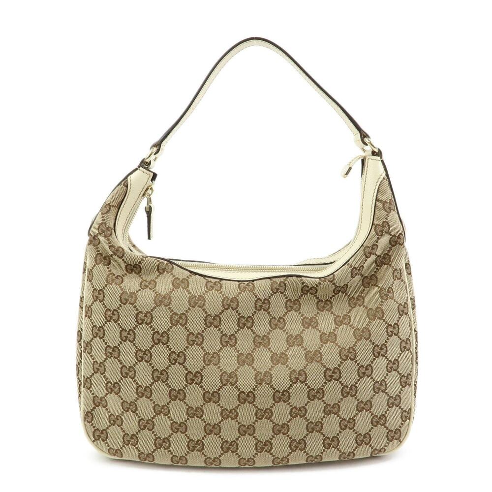 Gucci GG Canvas & Leather Shoulder Bag Beige